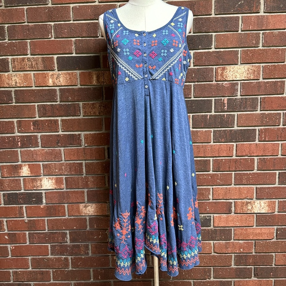 Johnny Was Blue Embroidered Dress - Picture 2 of 9